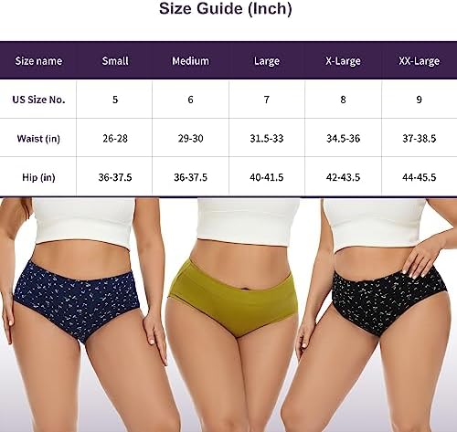 Women’s Cotton Underwear Hi Cut Panties, Solid Briefs Soft Stretchy Ladies Underpants (5-pack)