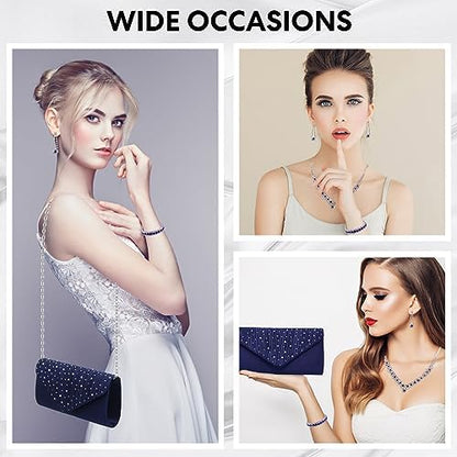 Elegant Women's Clutch & Jewelry Set - Necklace, Earrings, Bracelet & Ring