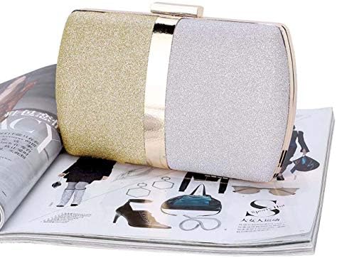 Elegant Three-Tone Glitter Clutch Handbag: Perfect For Prom, Weddings and Evening Galas