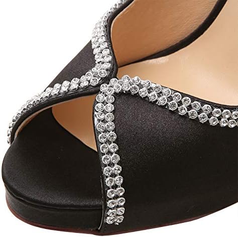 Sophisticated Satin Rhinestone Detail Peep-Toe Pumps for Weddings and  Evening Elegance