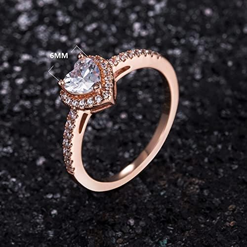 Luxurious 18 Gold Plated Heart-Shaped Halo Cubic Zirconia Ring, Engagement, Wedding, Anniversary Gift