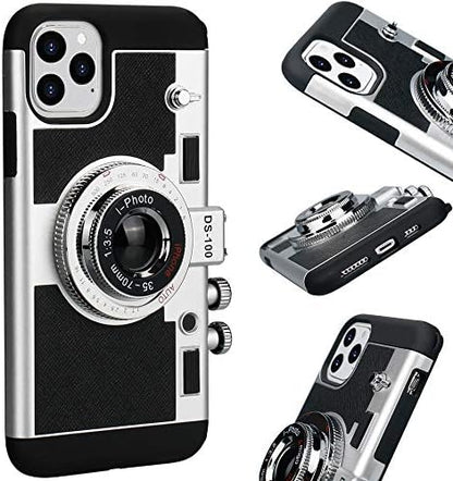 Chic Parisian Camera-Style iPhone Case: 3D Vintage Design with Neck Strap