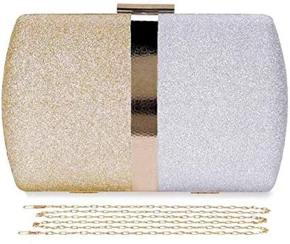 Elegant Three-Tone Glitter Clutch Handbag: Perfect For Prom, Weddings and Evening Galas