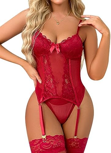 3PC Lace Lingerie Set with Garter Belt - Seductive Elegance