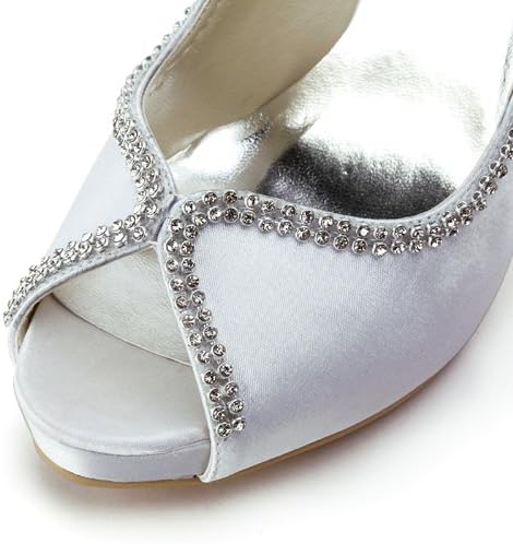 Sophisticated Satin Rhinestone Detail Peep-Toe Pumps for Weddings and  Evening Elegance