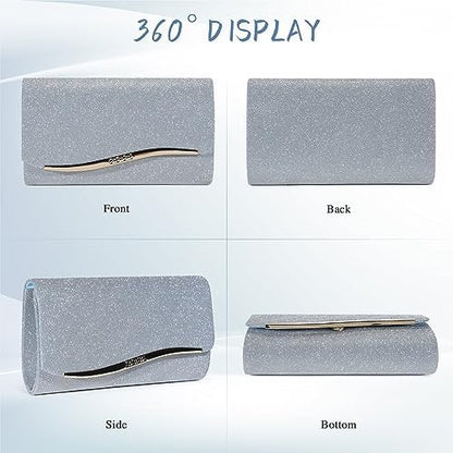 Elegant Sequin and Satin Crossbody Handbag Clutch: Ideal for Weddings, Proms, and Special Events