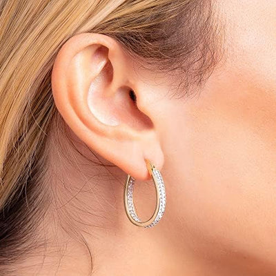 18K Gold Plated Inside Out Crystal Hoop Earrings