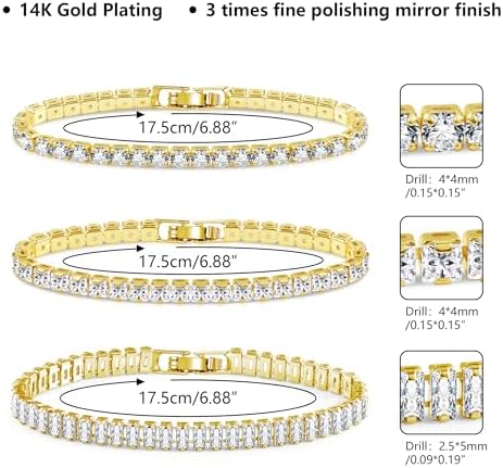 "Classic 3PC Tennis Bracelet Set - Gold & White Gold"