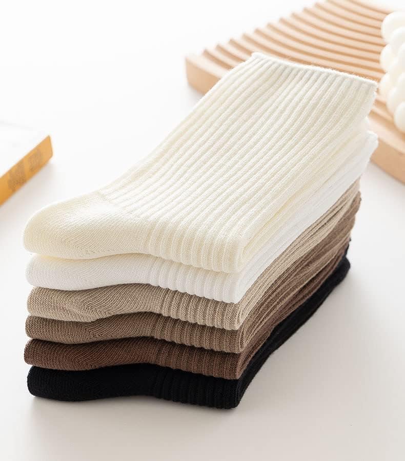 Chic and Comfy Women's Cotton Crew Socks in Neutral Colors