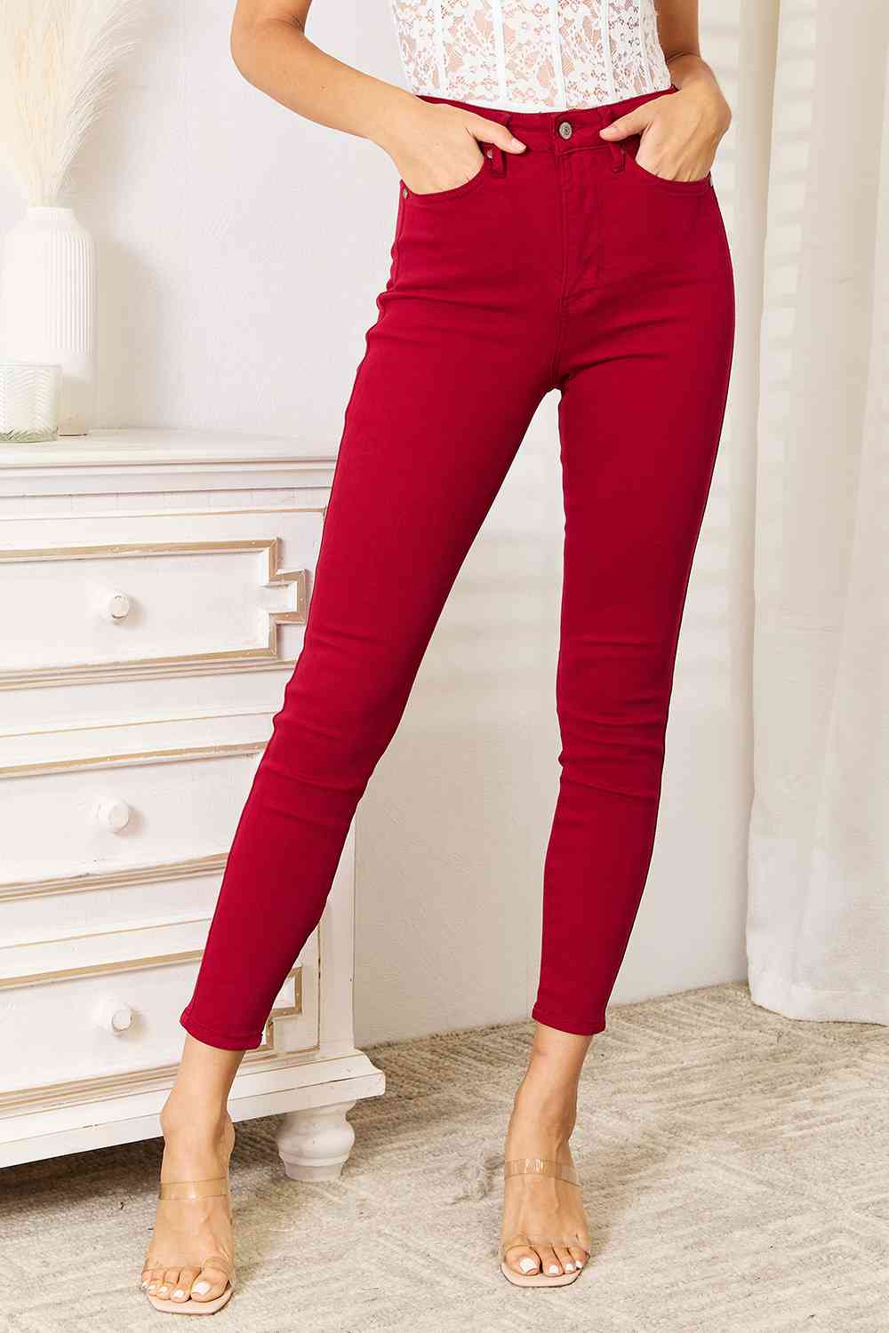 Flattering High-Waist Skinny Jeans with Tummy Control - Full Size Range