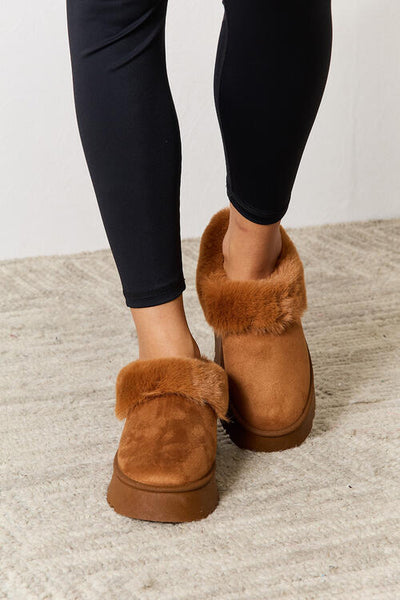 Cozy & Stylish: Faux Fur Chunky Platform Ankle Boots by Legend Footwear