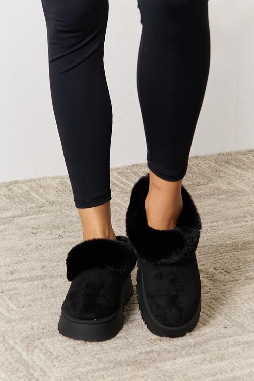 Cozy & Stylish: Faux Fur Chunky Platform Ankle Boots by Legend Footwear