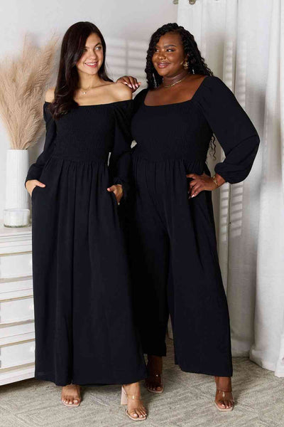 Elegant Square Neckline Jumpsuit with Functional Pockets - Versatile and Stylish