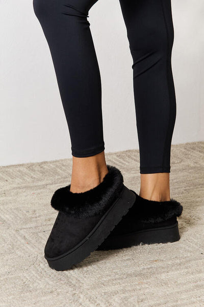 Cozy & Stylish: Faux Fur Chunky Platform Ankle Boots by Legend Footwear