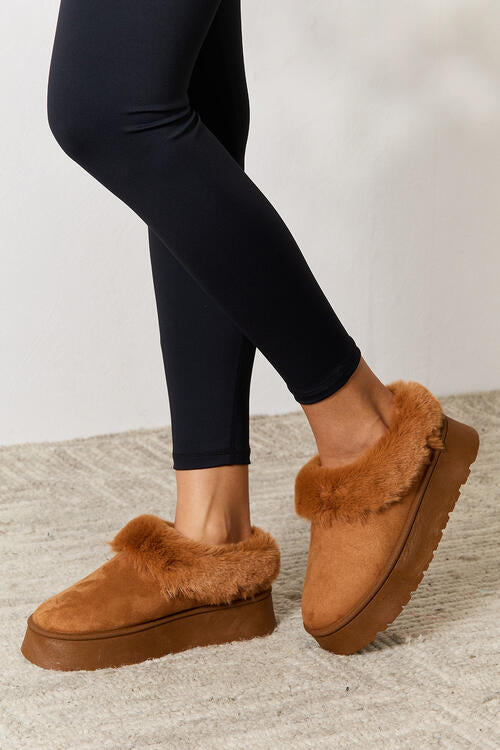 Cozy & Stylish: Faux Fur Chunky Platform Ankle Boots by Legend Footwear