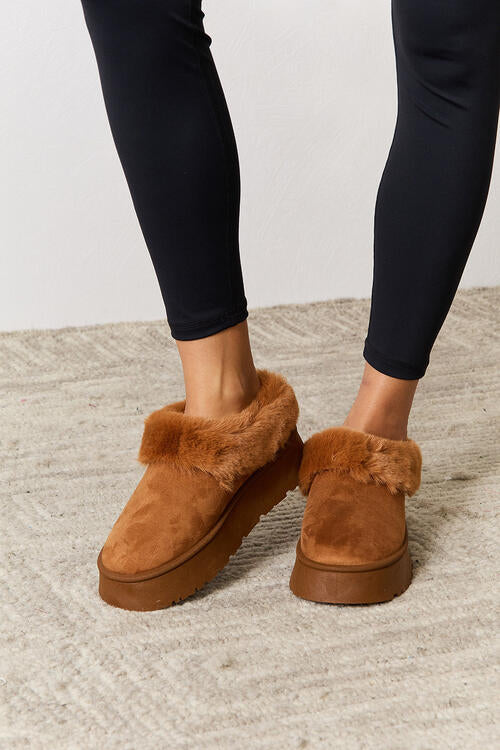 Cozy & Stylish: Faux Fur Chunky Platform Ankle Boots by Legend Footwear