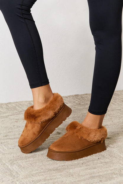 Cozy & Stylish: Faux Fur Chunky Platform Ankle Boots by Legend Footwear