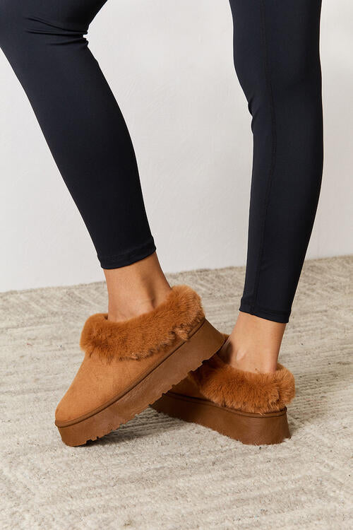 Cozy & Stylish: Faux Fur Chunky Platform Ankle Boots by Legend Footwear